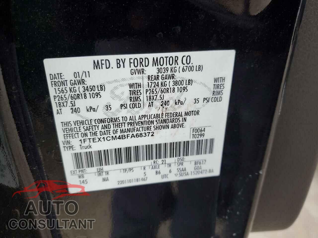 FORD F-150 2011 - 1FTEX1CM4BFA68372