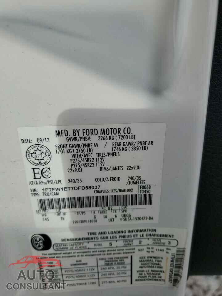 FORD F-150 2013 - 1FTFW1ET7DFD58037