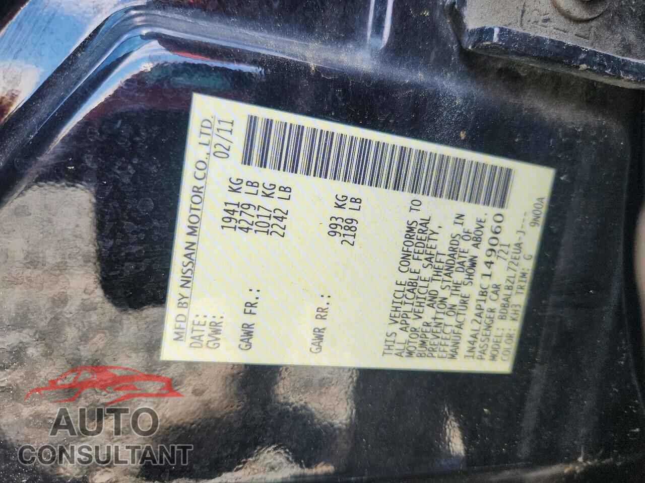 NISSAN ALTIMA 2011 - 1N4AL2AP1BC149060