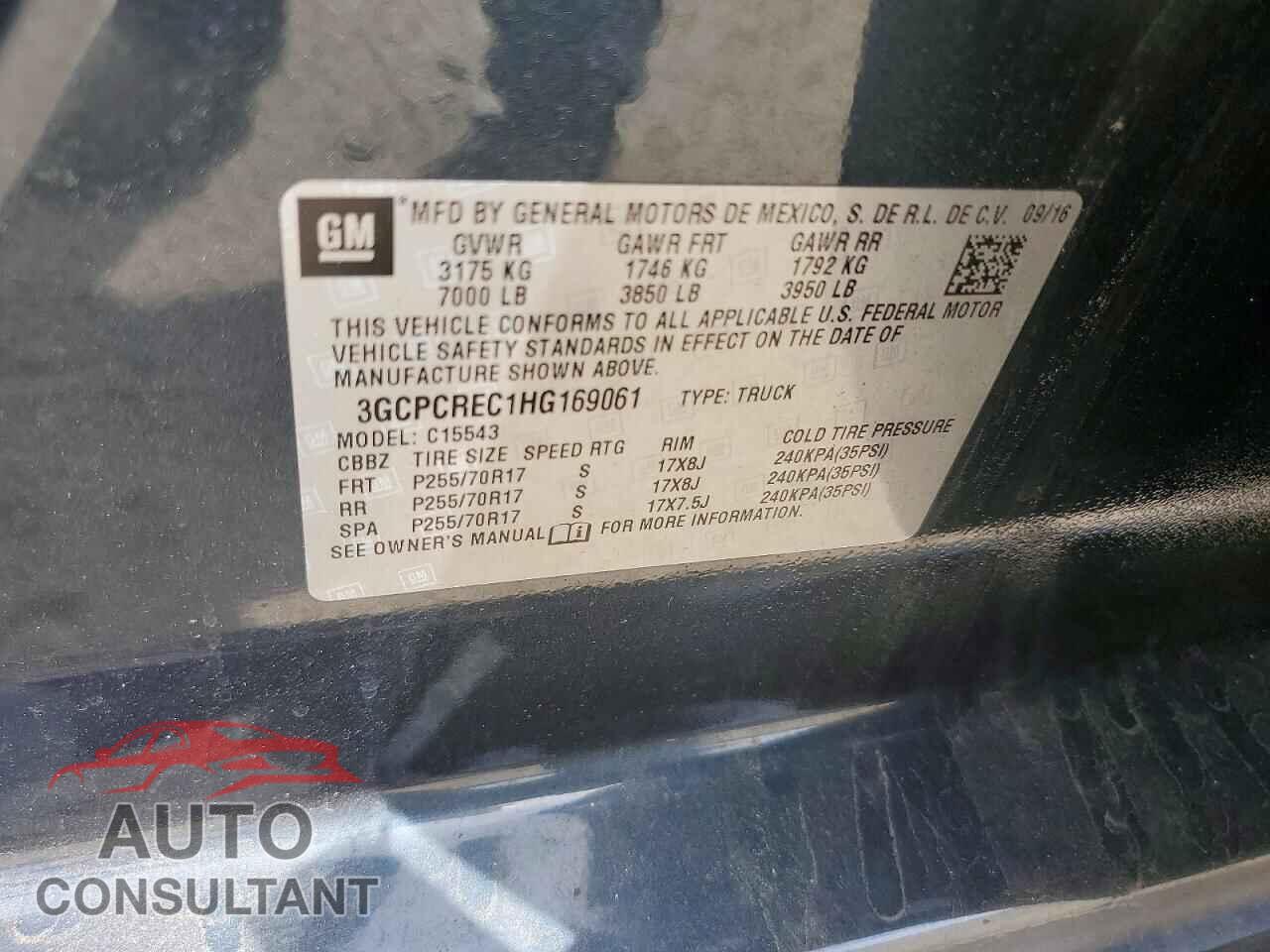 CHEVROLET SILVERADO 2017 - 3GCPCREC1HG169061