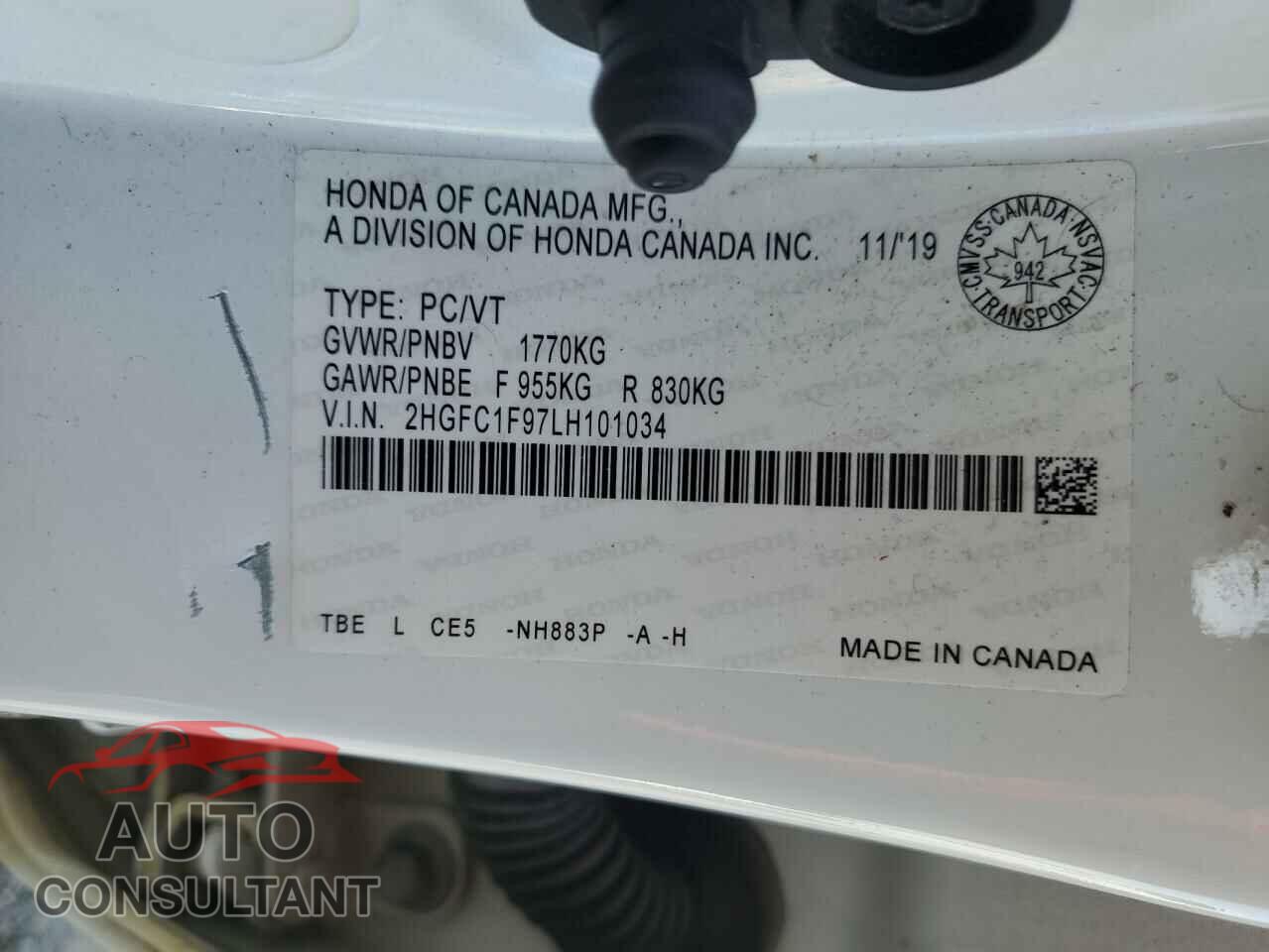 HONDA CIVIC 2020 - 2HGFC1F97LH101034