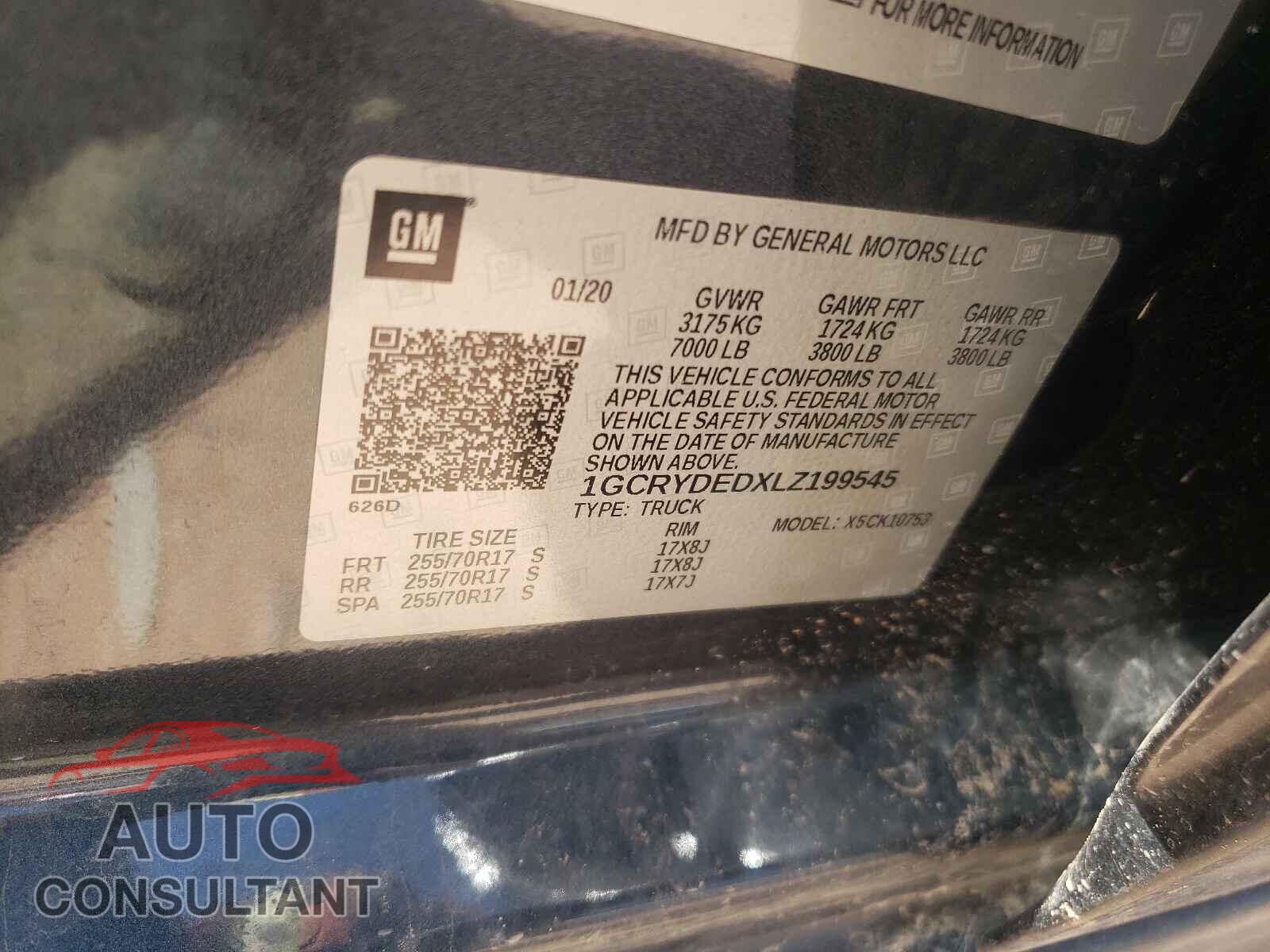 CHEVROLET SILVERADO 2020 - 1GCRYDEDXLZ199545