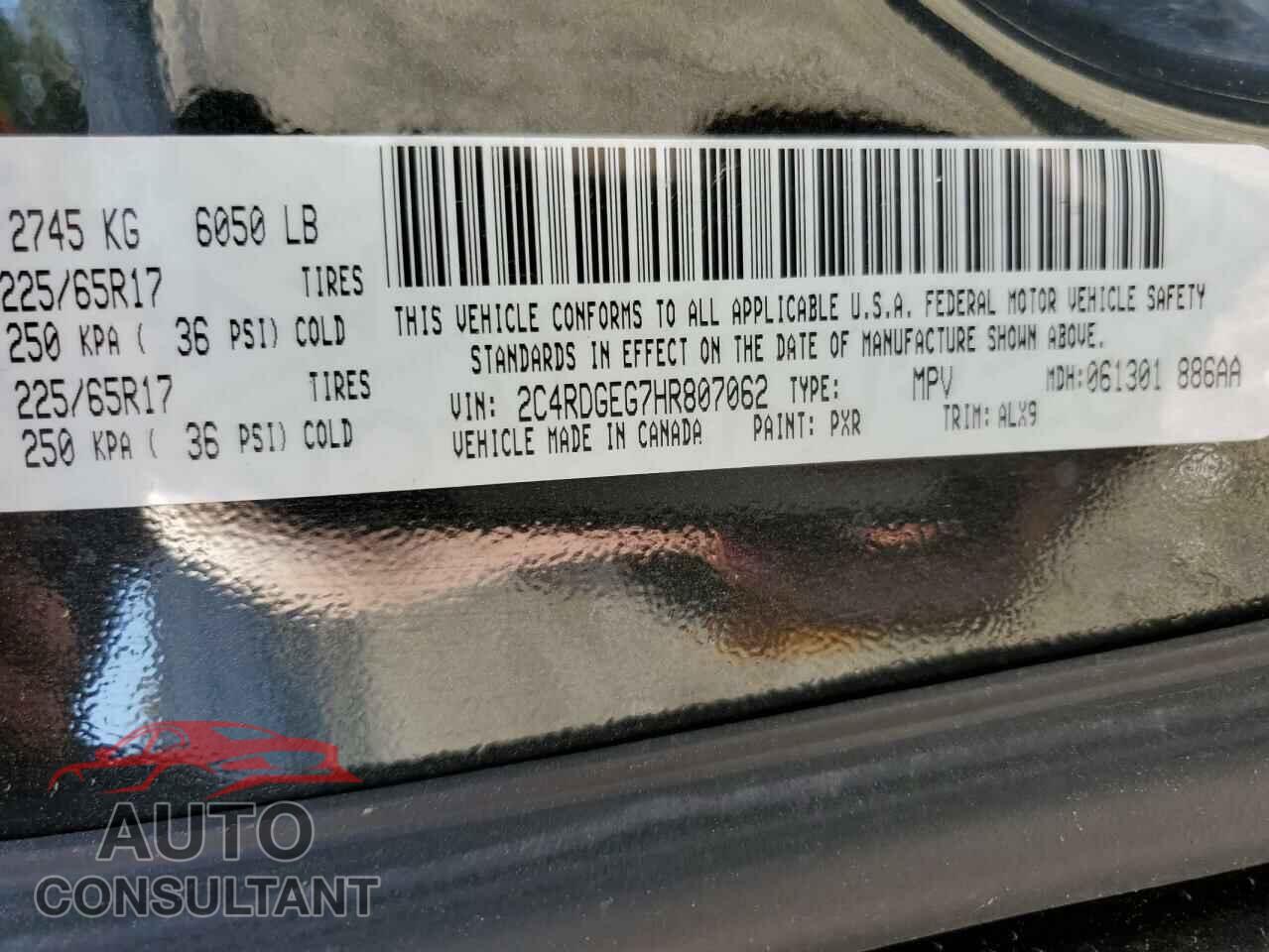 DODGE CARAVAN 2017 - 2C4RDGEG7HR807062