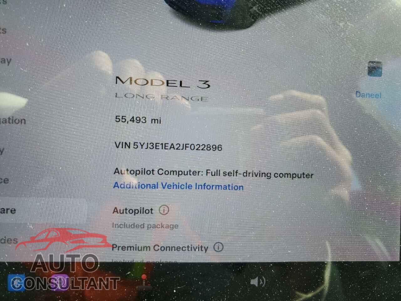 TESLA MODEL 3 2018 - 5YJ3E1EA2JF022896