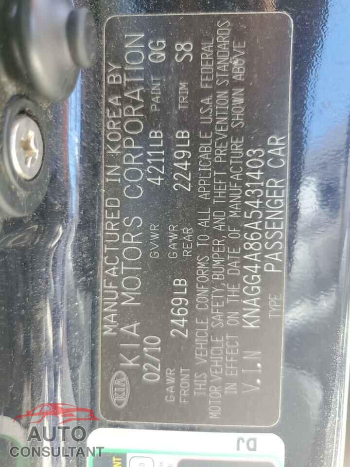 KIA OPTIMA 2010 - KNAGG4A86A5431403