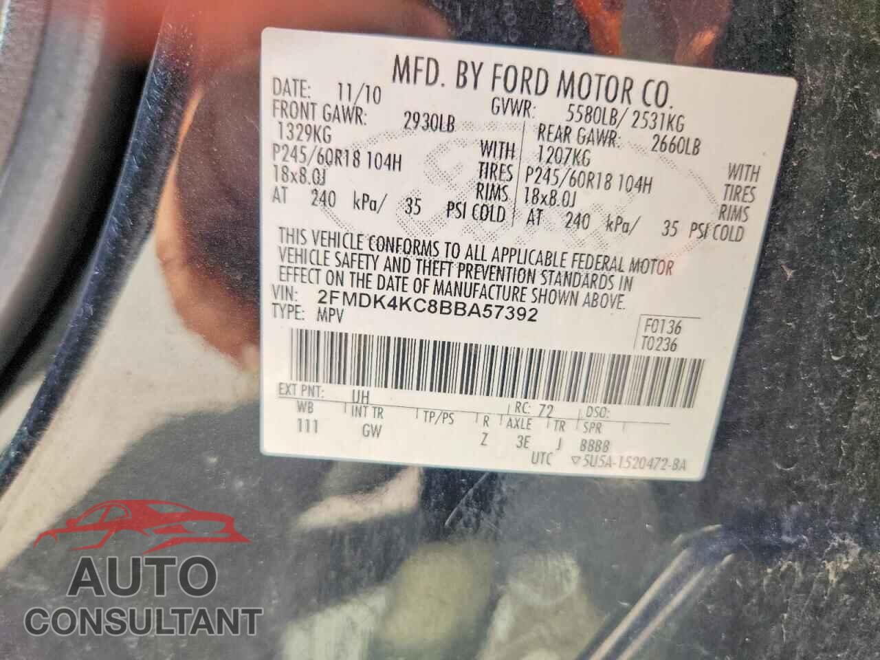 FORD EDGE 2011 - 2FMDK4KC8BBA57392