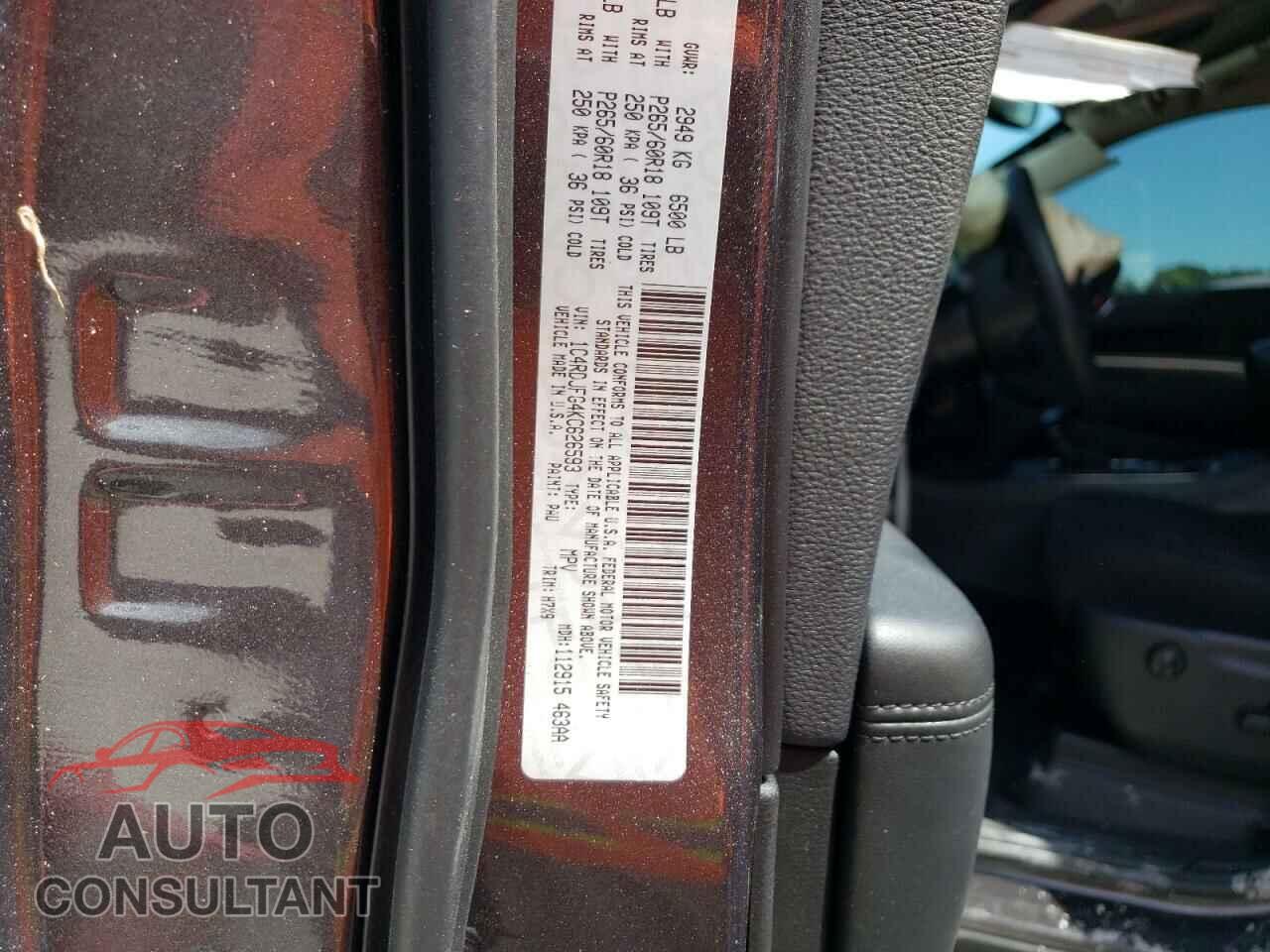 DODGE DURANGO 2019 - 1C4RDJFG4KC626593
