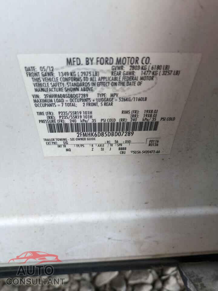 FORD FLEX 2013 - 2FMHK6D85DBD07289