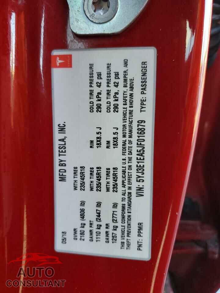 TESLA MODEL 3 2018 - 5YJ3E1EA5JF016879