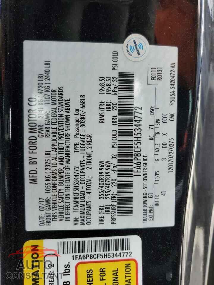 FORD MUSTANG 2017 - 1FA6P8CF5H5344772