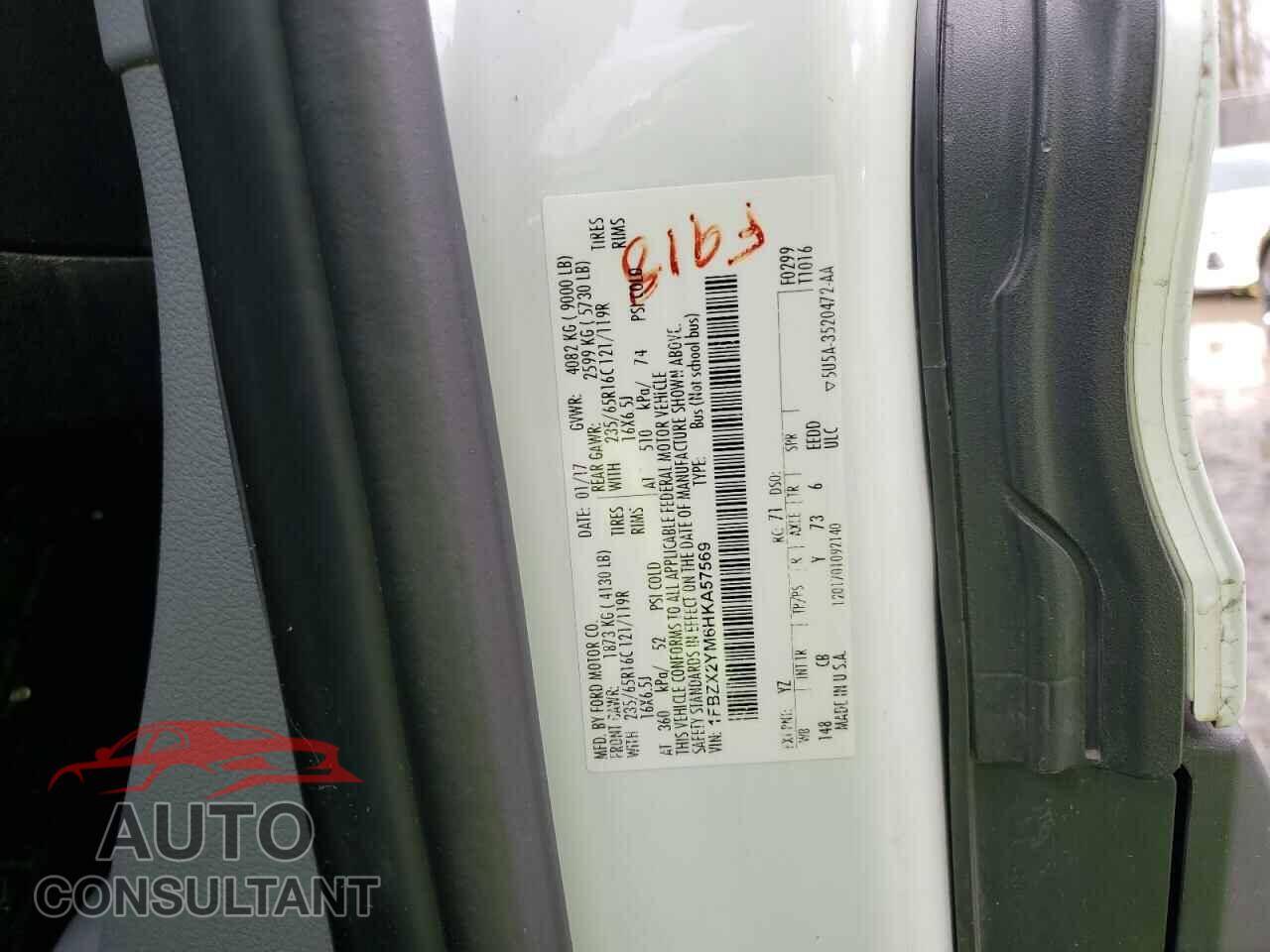 FORD TRANSIT 2017 - 1FBZX2YM6HKA57569