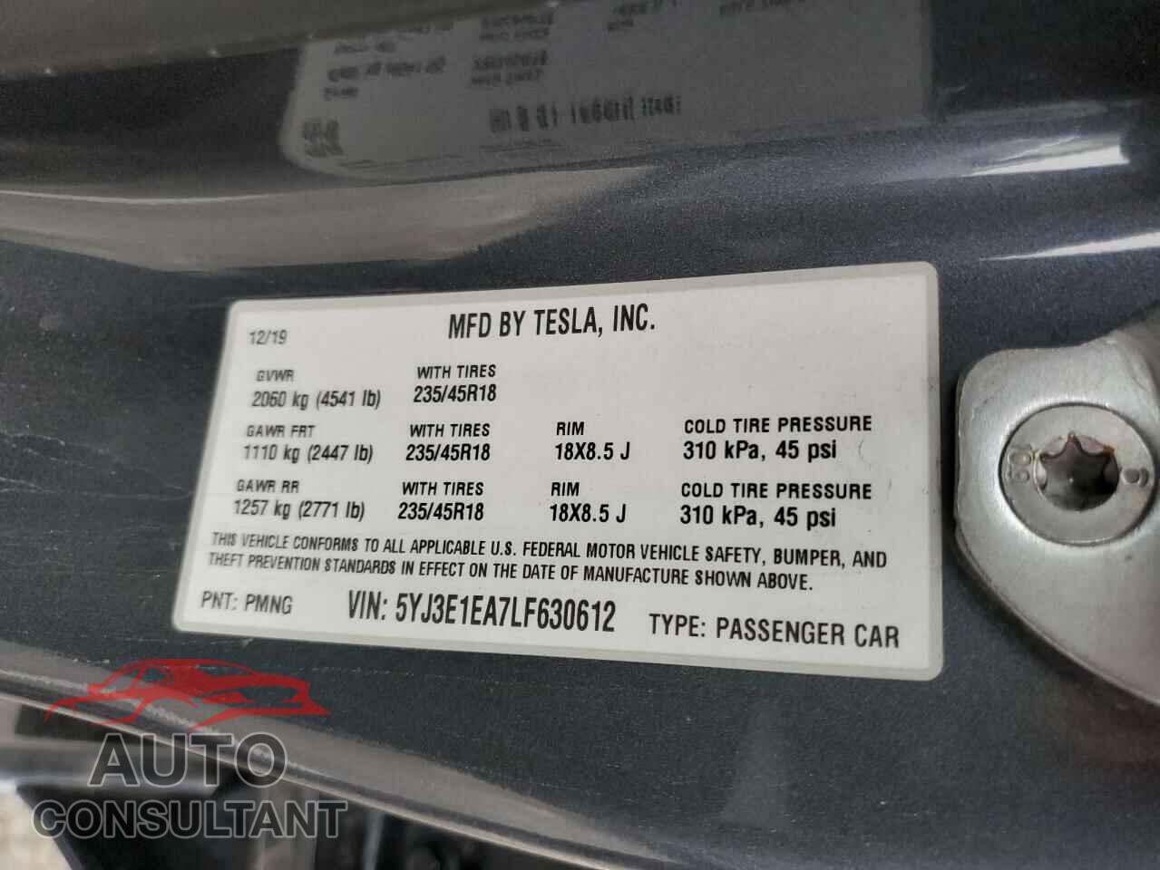 TESLA MODEL 3 2020 - 5YJ3E1EA7LF630612
