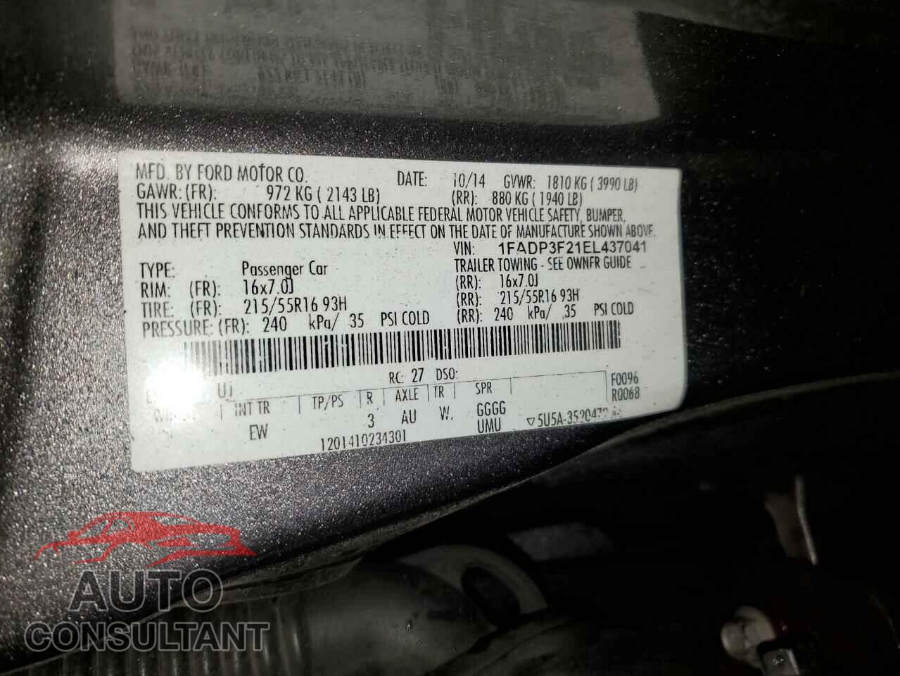 FORD FOCUS 2014 - 1FADP3F21EL437041