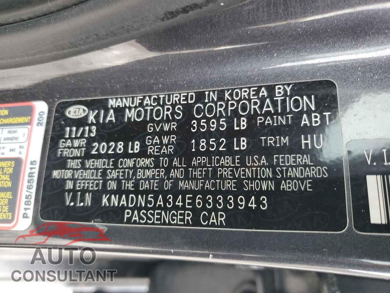 KIA RIO 2014 - KNADN5A34E6333943
