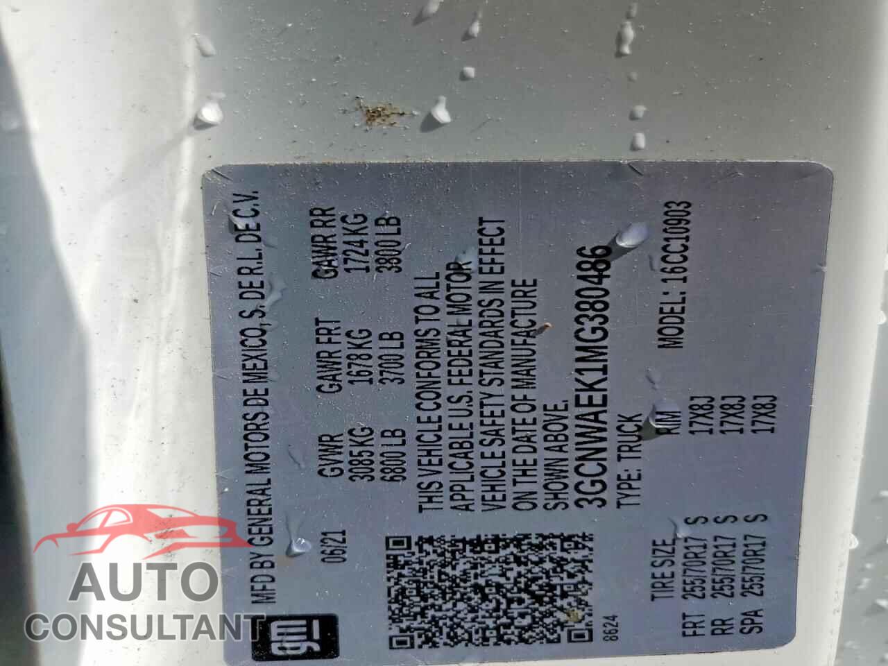 CHEVROLET SILVERADO 2021 - 3GCNWAEK1MG380486