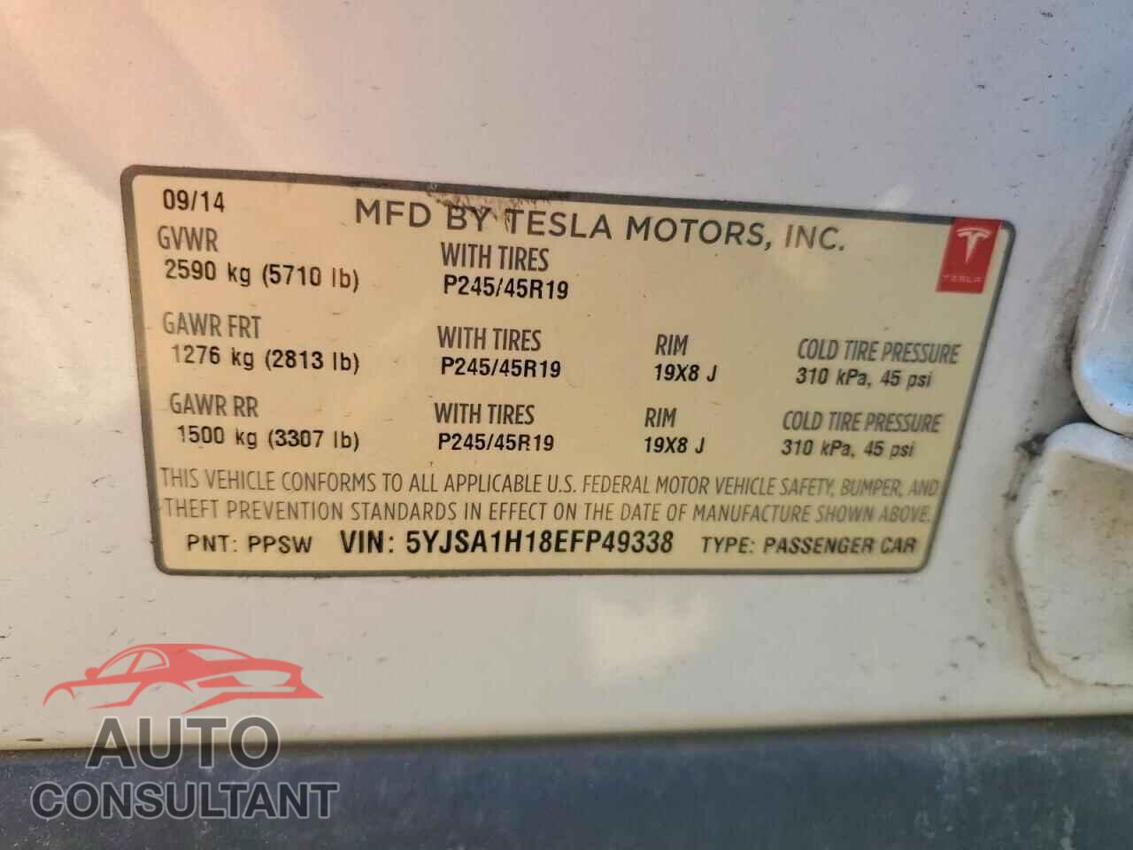 TESLA MODEL S 2014 - 5YJSA1H18EFP49338