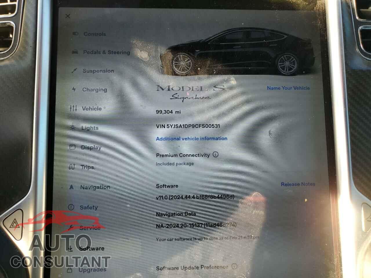 TESLA MODEL S 2012 - 5YJSA1DP9CFS00531