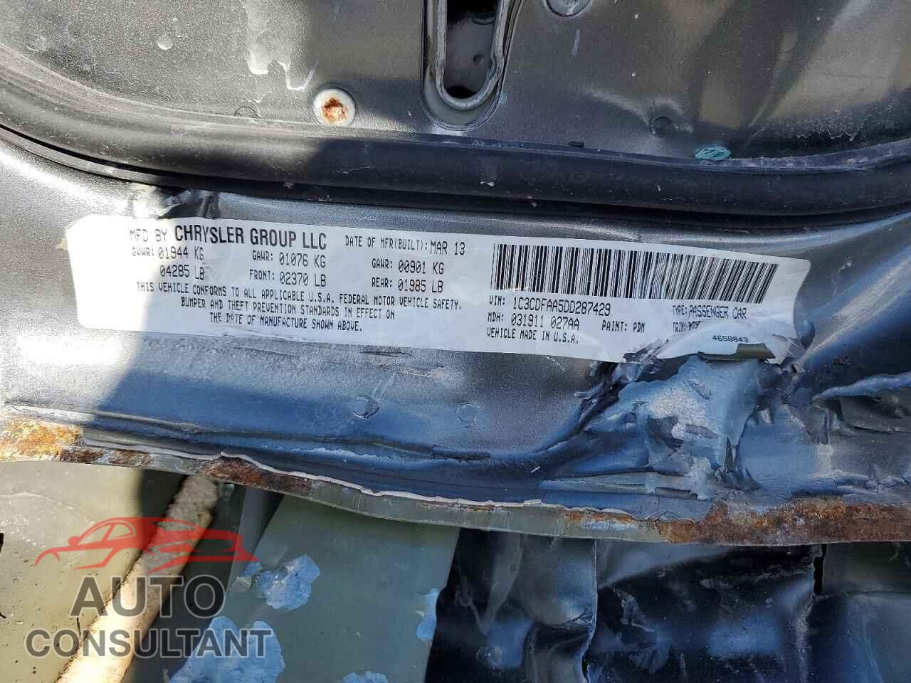 DODGE DART 2013 - 1C3CDFAA5DD287429