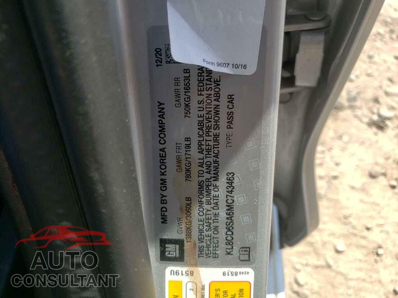 CHEVROLET SPARK 2021 - KL8CD6SA6MC743463
