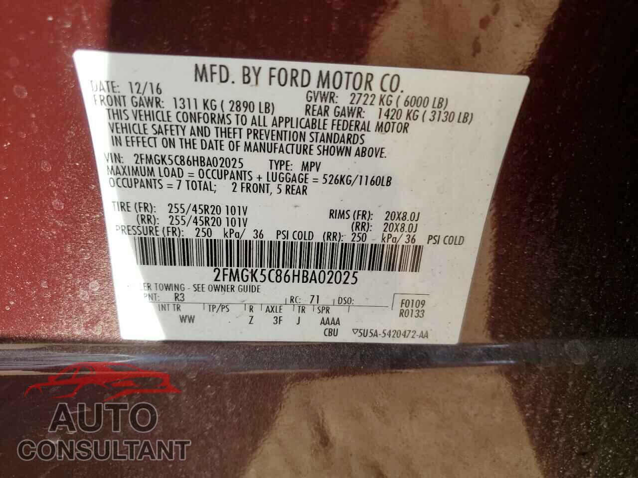 FORD FLEX 2017 - 2FMGK5C86HBA02025