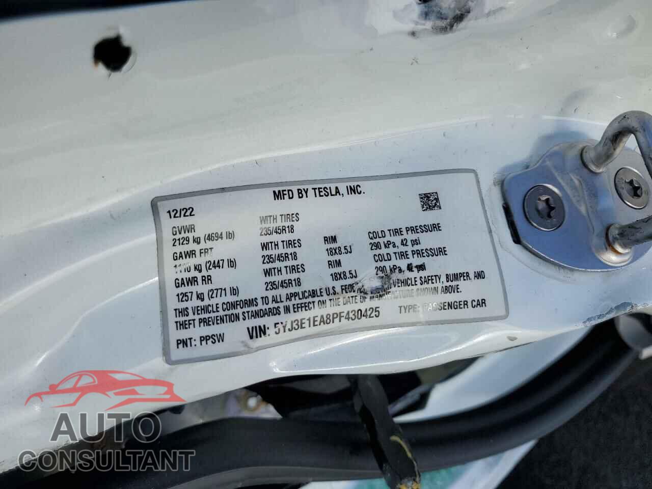 TESLA MODEL 3 2023 - 5YJ3E1EA8PF430425