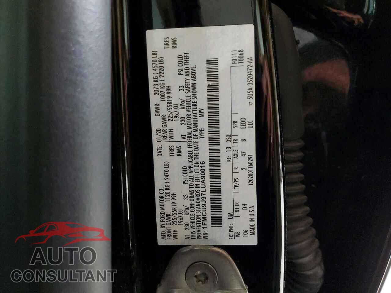 FORD ESCAPE 2020 - 1FMCU9J97LUA90016