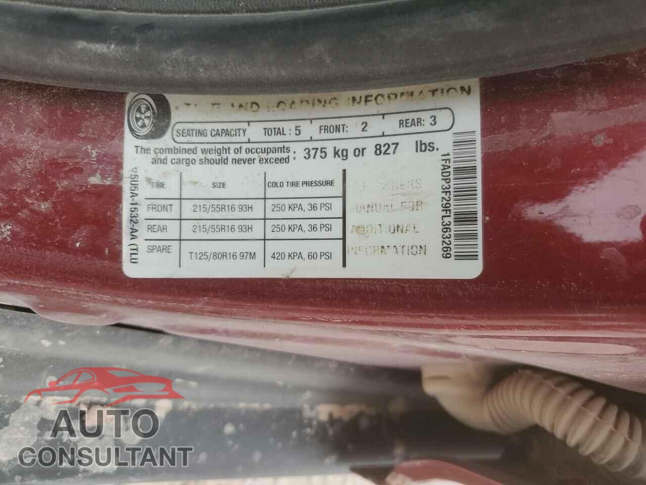 FORD FOCUS 2015 - 1FADP3F29FL363269