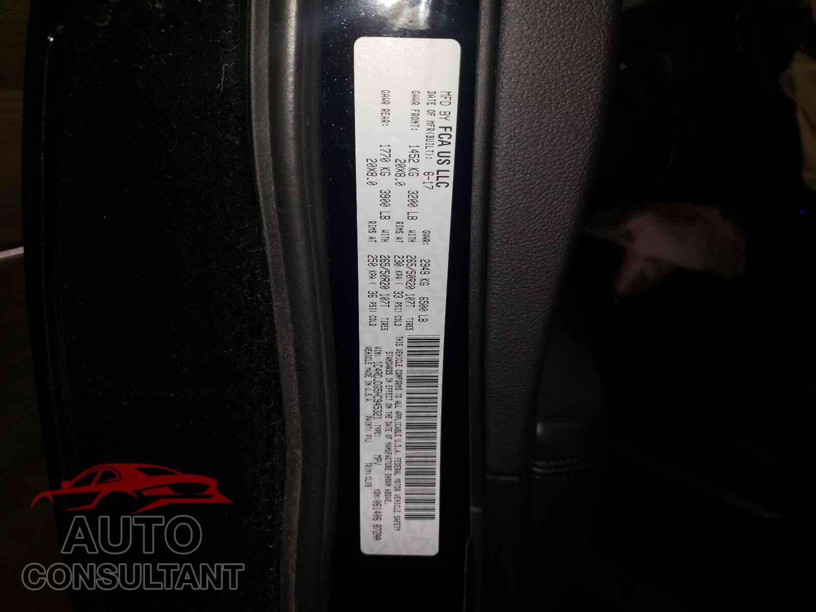DODGE DURANGO 2017 - 1C4RDJDG5HC945321