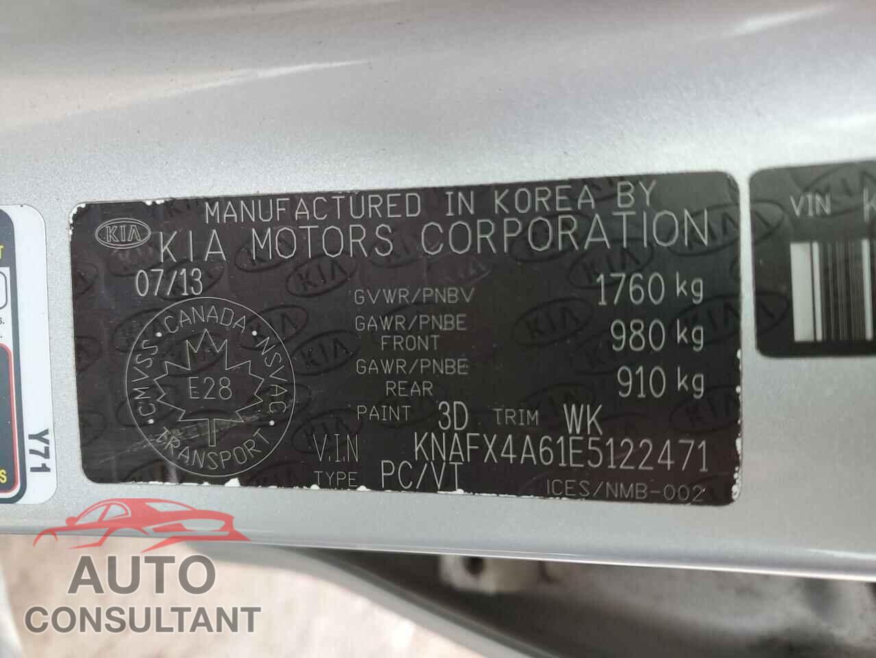 KIA FORTE 2014 - KNAFX4A61E5122471