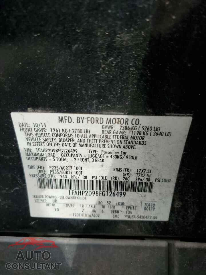 FORD TAURUS 2015 - 1FAHP2D98FG126499