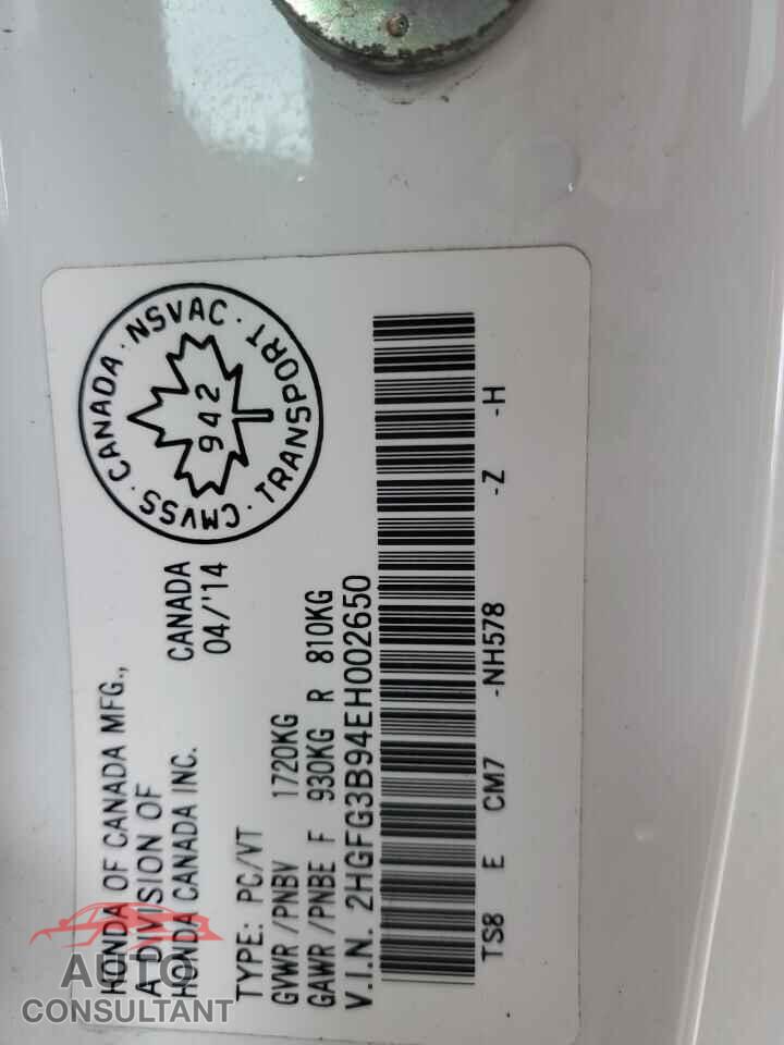 HONDA CIVIC 2014 - 2HGFG3B94EH002650