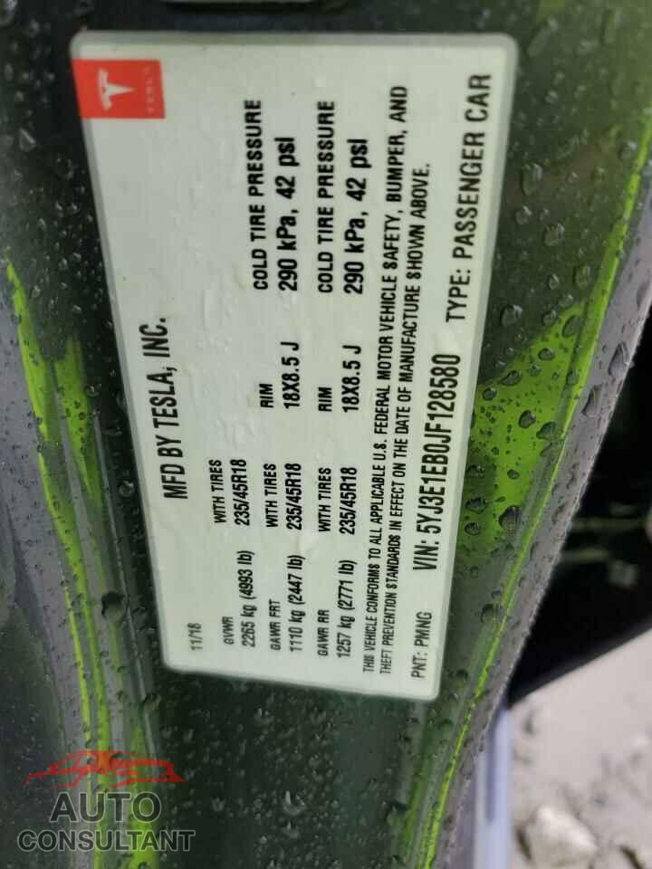 TESLA MODEL 3 2018 - 5YJ3E1EB0JF128580