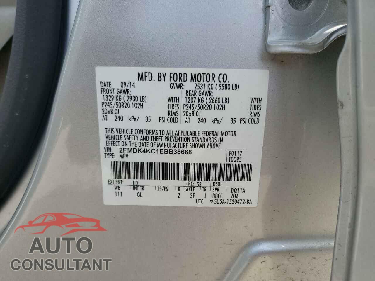 FORD EDGE 2014 - 2FMDK4KC1EBB38688