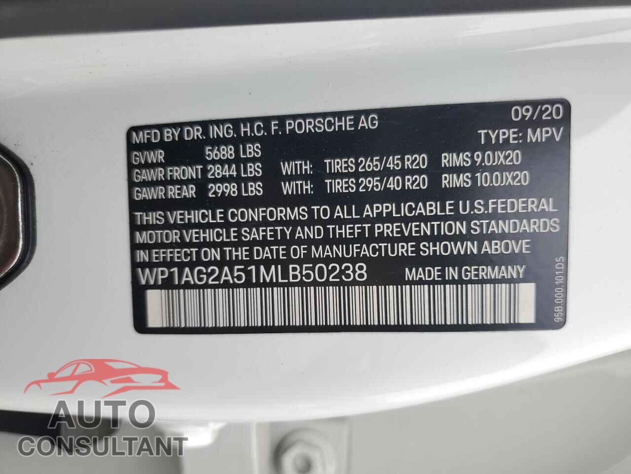 PORSCHE MACAN 2021 - WP1AG2A51MLB50238