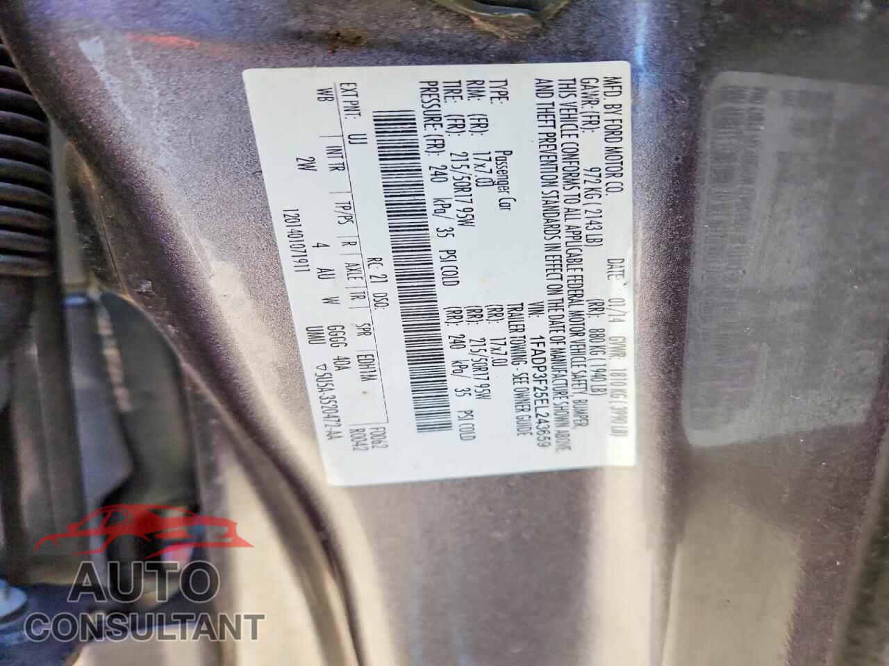 FORD FOCUS 2014 - 1FADP3F25EL243659
