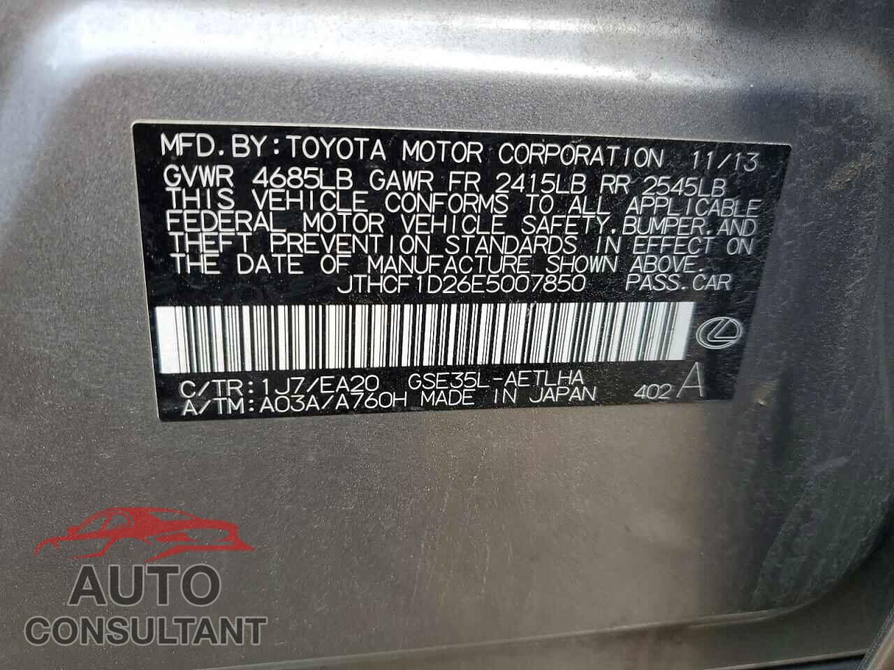 LEXUS IS 2014 - JTHCF1D26E5007850