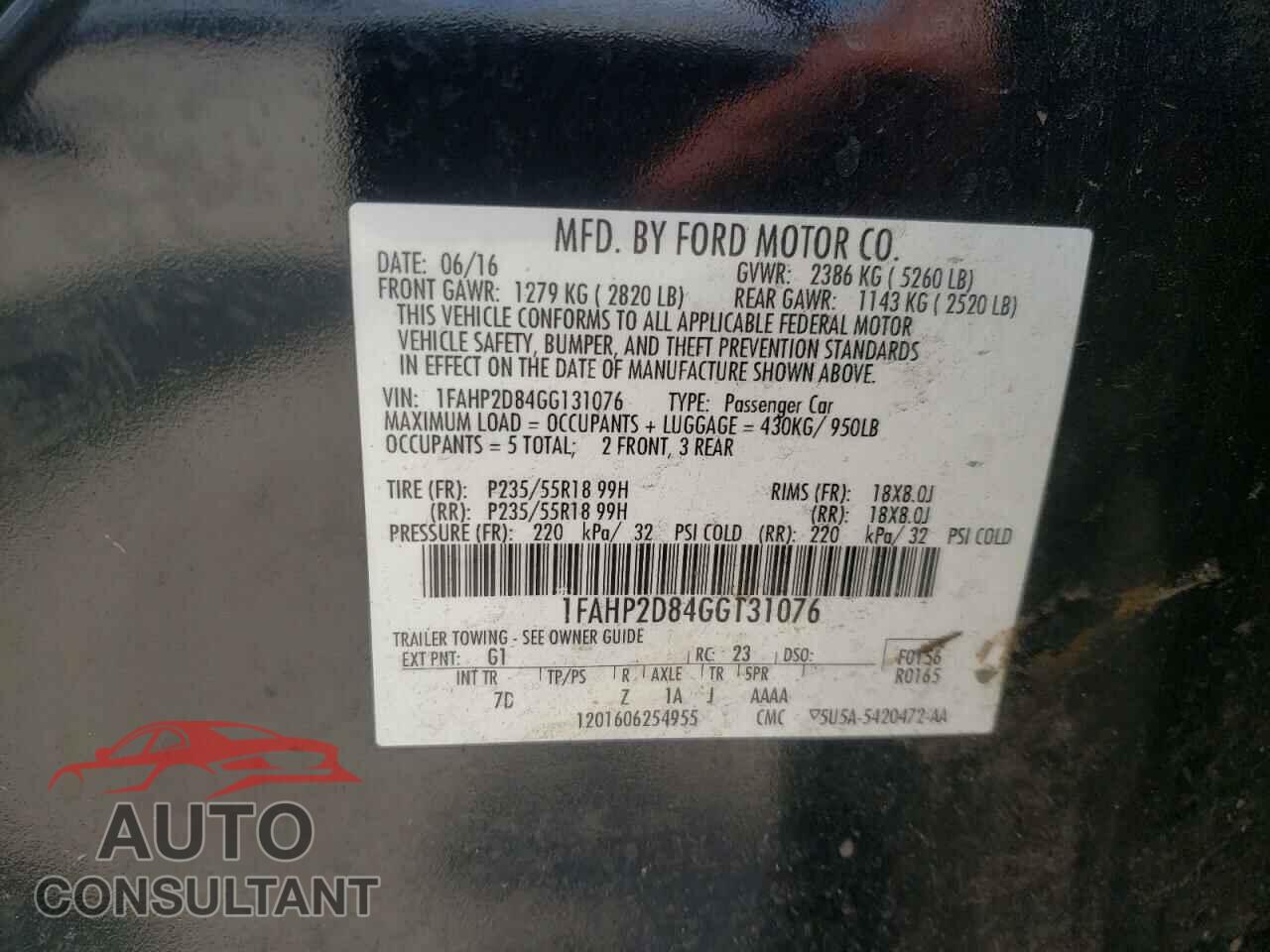 FORD TAURUS 2016 - 1FAHP2D84GG131076