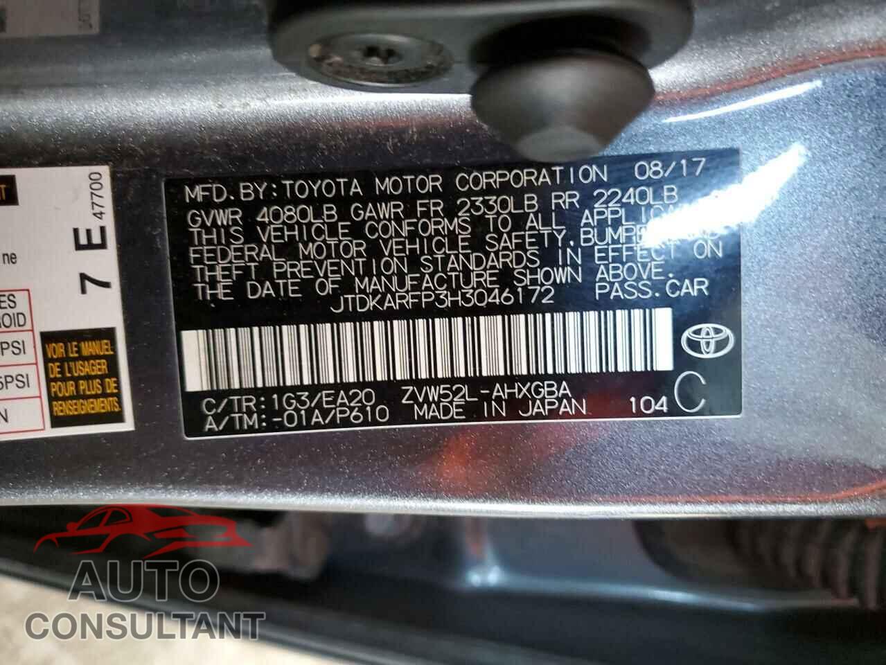 TOYOTA PRIUS 2017 - JTDKARFP3H3046172
