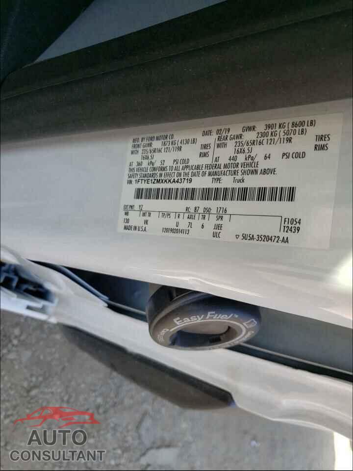 FORD TRANSIT CO 2019 - 1FTYE1ZMXKKA43719