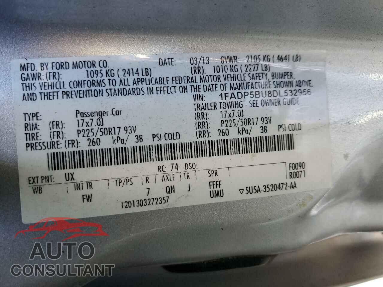 FORD CMAX 2013 - 1FADP5BU8DL532956