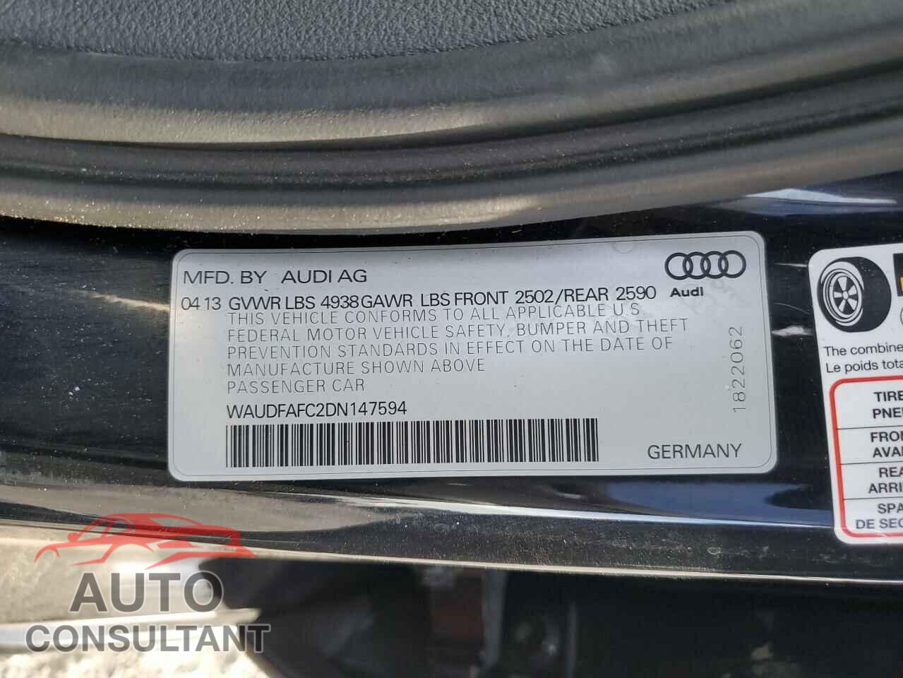 AUDI A6 2013 - WAUDFAFC2DN147594