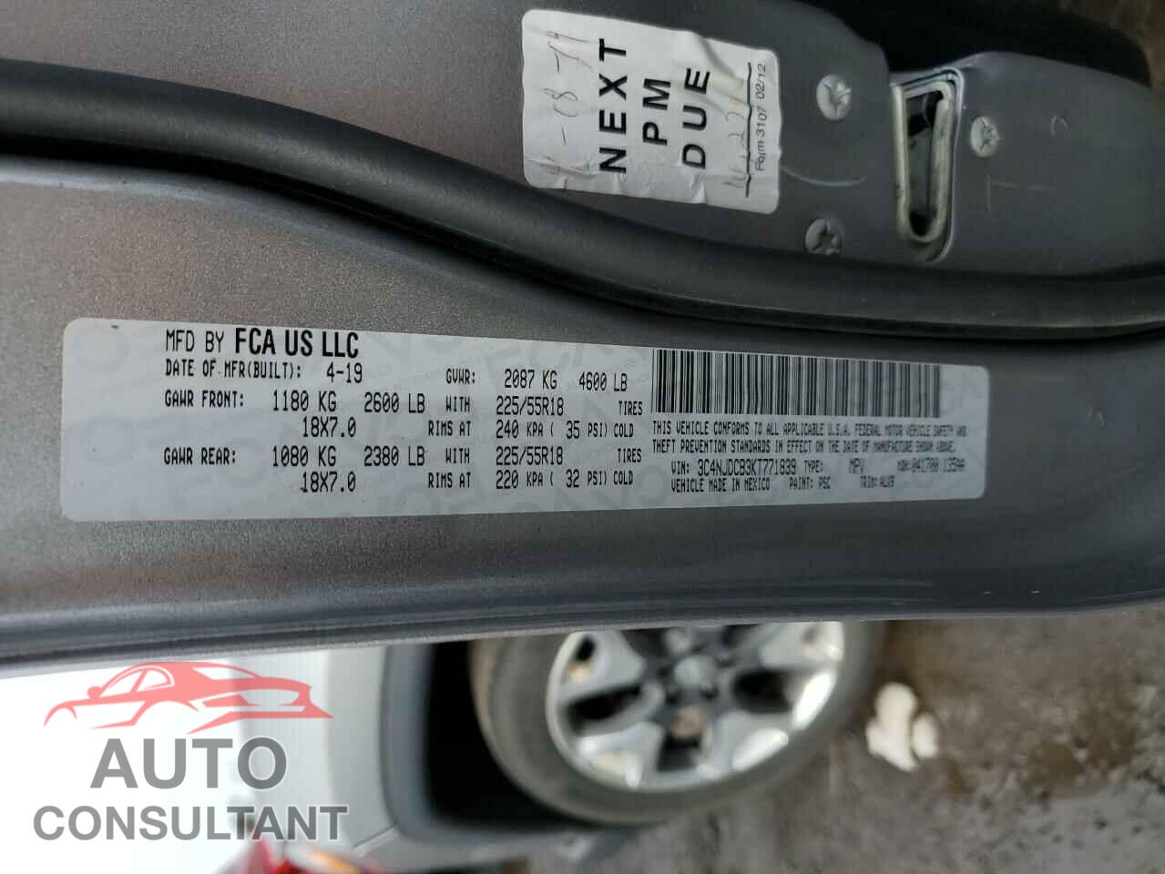 JEEP COMPASS 2019 - 3C4NJDCB3KT771839