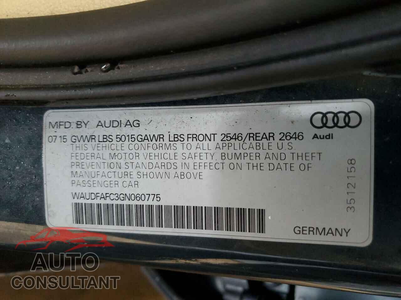 AUDI A6 2016 - WAUDFAFC3GN060775
