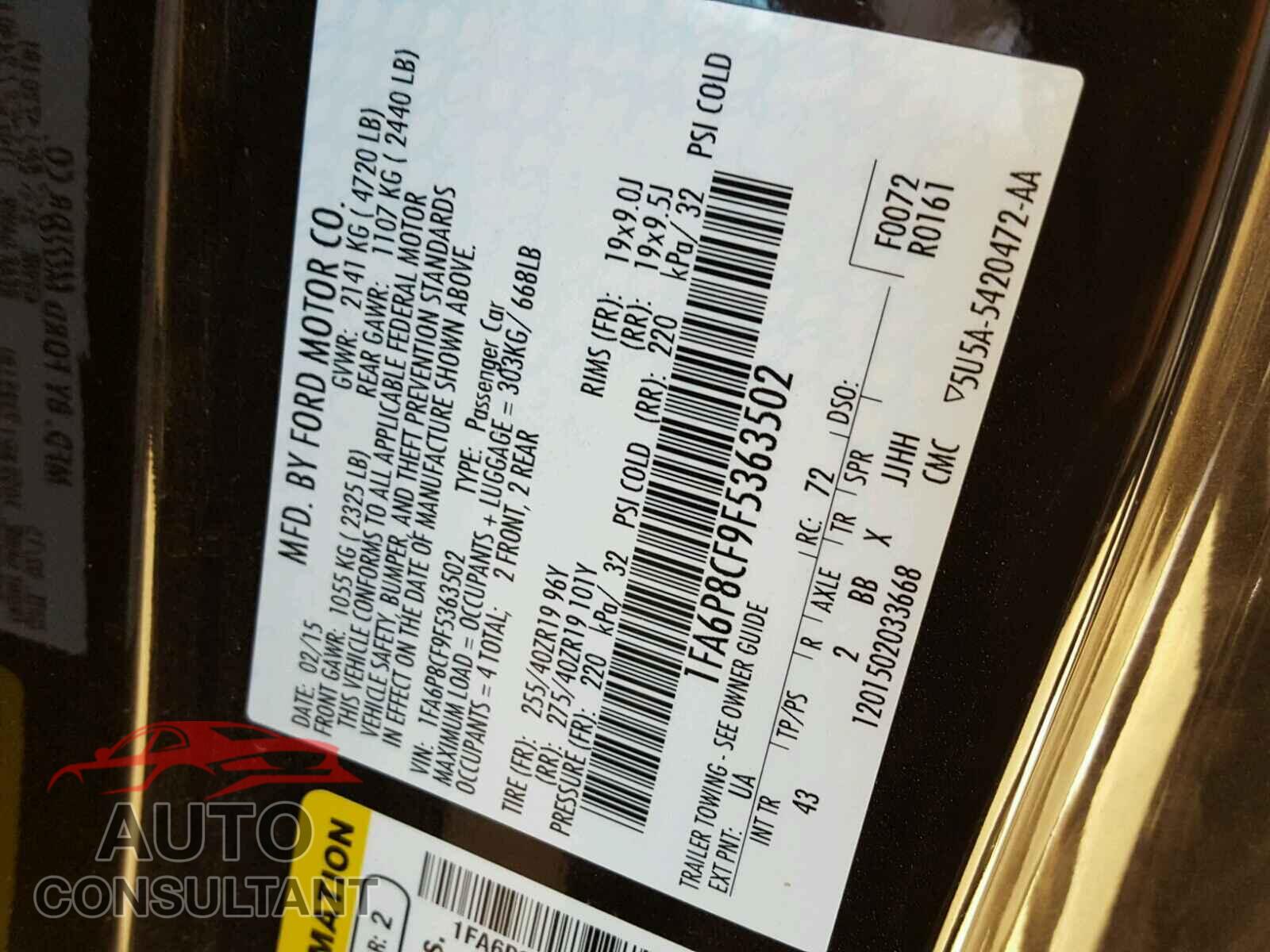 FORD MUSTANG 2015 - 1FA6P8CF9F5363502