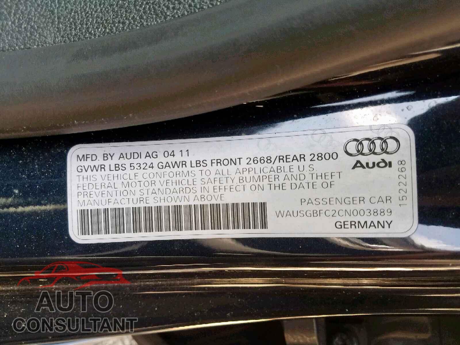 AUDI A7 2012 - WAUSGBFC2CN003889