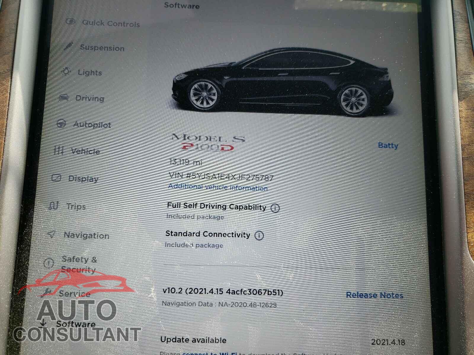 TESLA MODEL S 2018 - 5YJSA1E4XJF275787