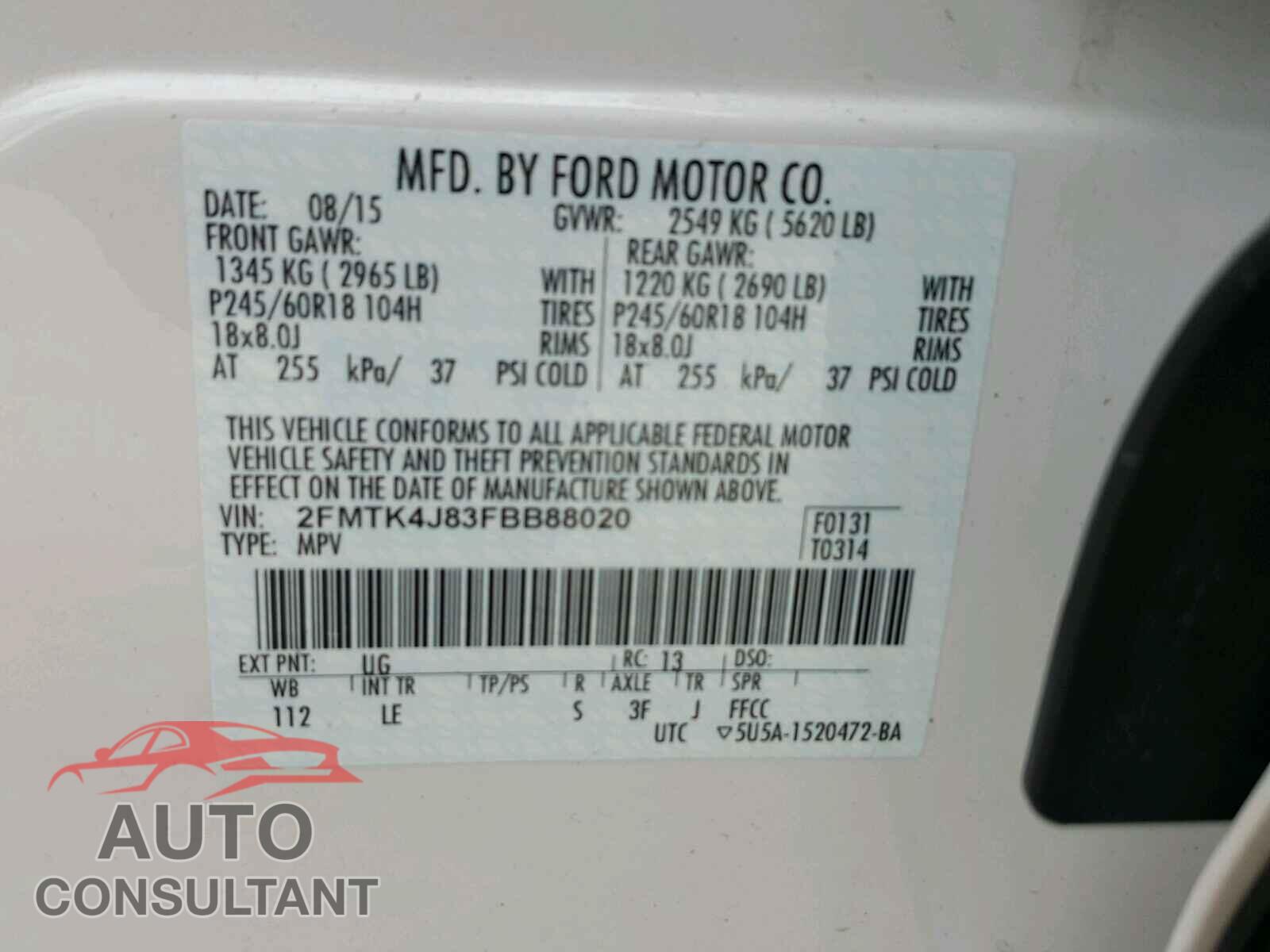 FORD EDGE SEL 2015 - 2FMTK4J83FBB88020