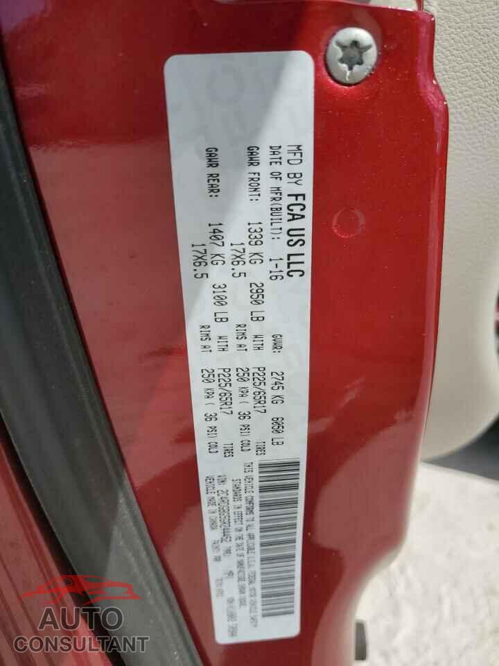 DODGE CARAVAN 2016 - 2C4RDGBG5GR244452