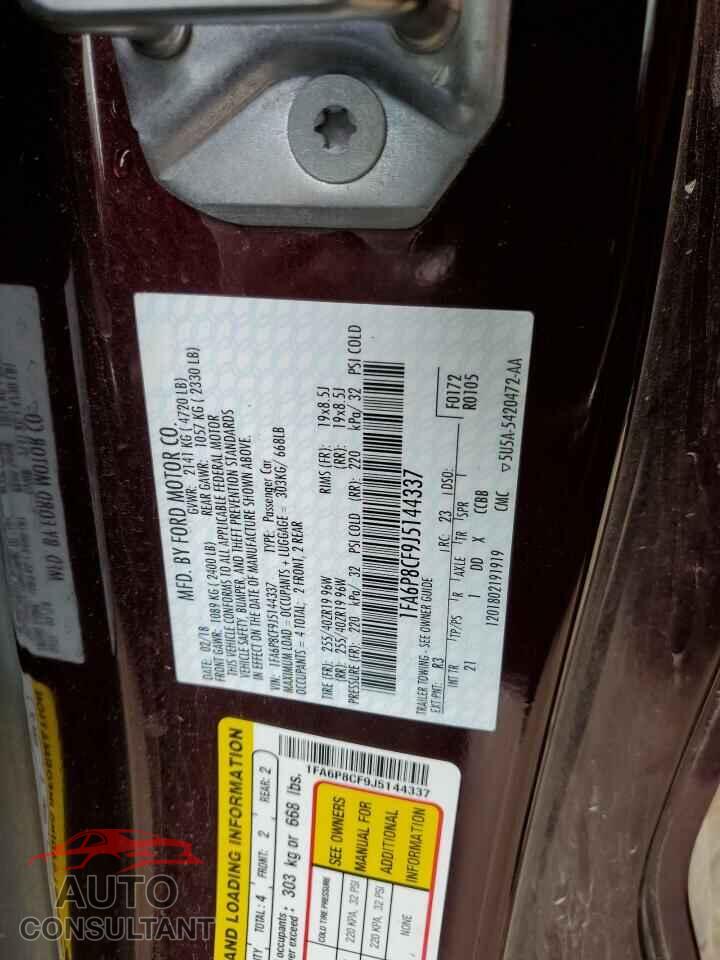 FORD MUSTANG 2018 - 1FA6P8CF9J5144337