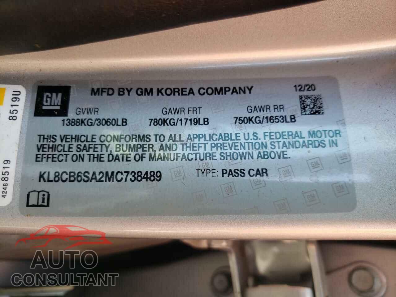 CHEVROLET SPARK 2021 - KL8CB6SA2MC738489